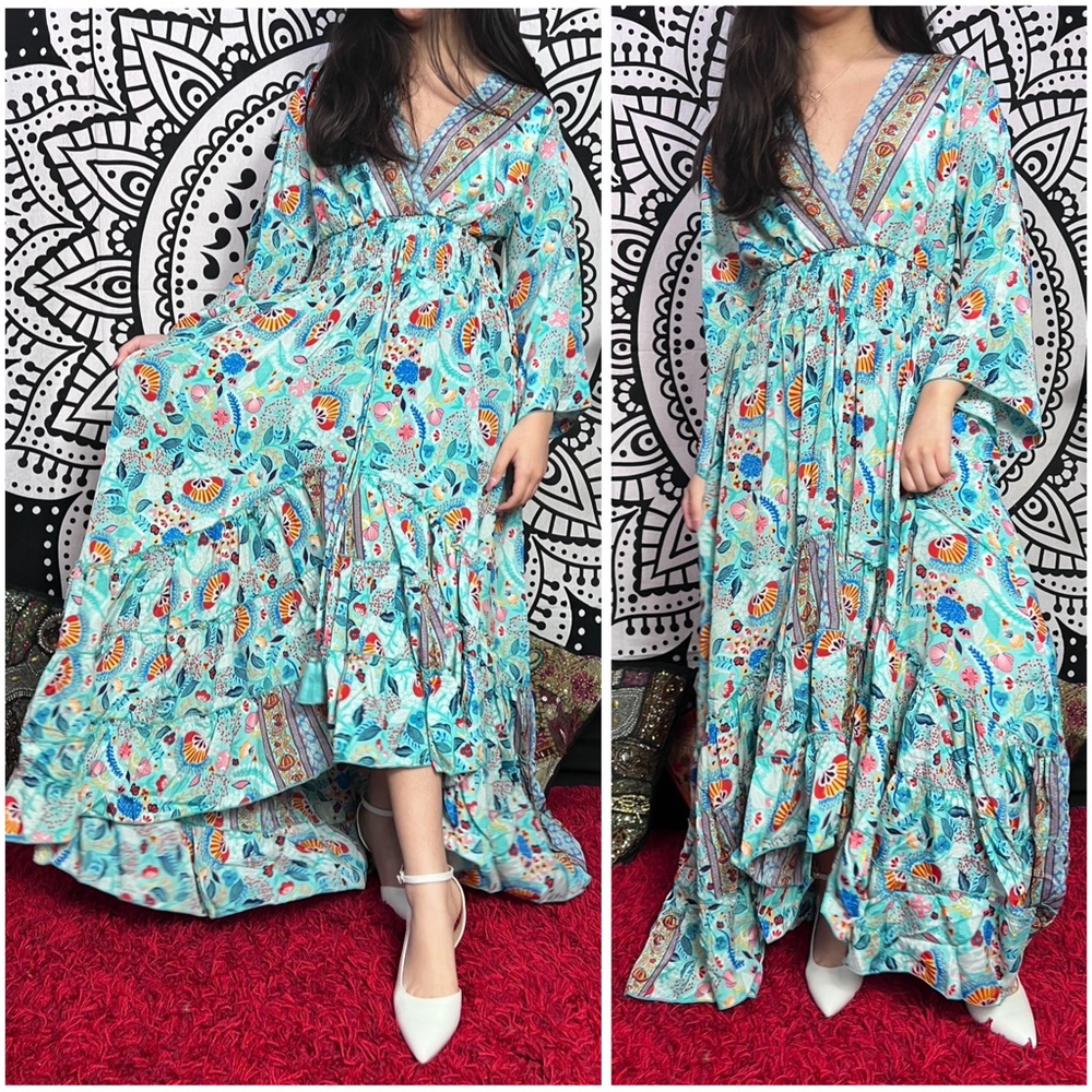 Bohemian Long Asymmetrical Ruffle Dress